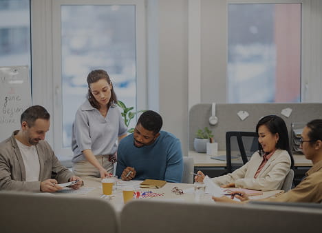 Professional workspace with charts