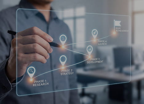 Professional workspace with charts