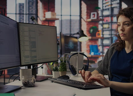 Professional workspace with charts