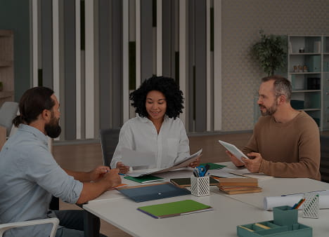 Professional workspace with charts