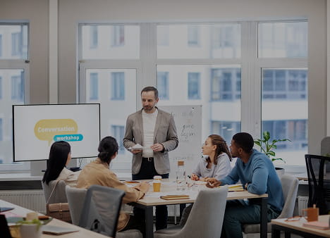 Professional workspace with charts