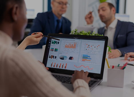 Professional workspace with charts