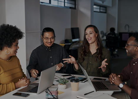 Professional workspace with charts