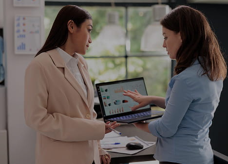 Professional workspace with charts