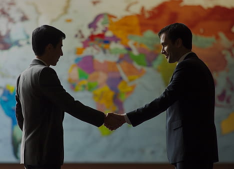 Professional workspace with charts