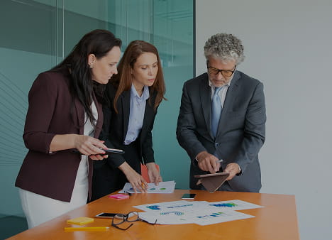 Professional workspace with charts