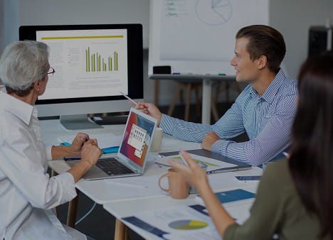 Professional workspace with charts