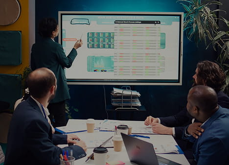 Professional workspace with charts