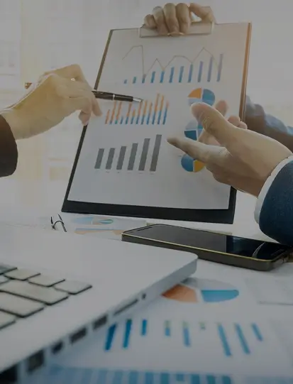 Professional workspace with charts