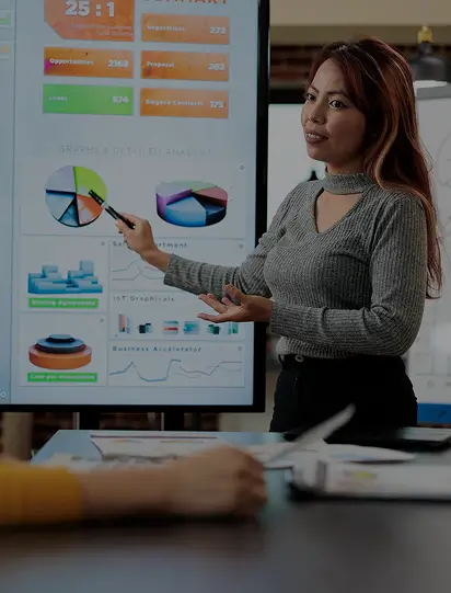 Professional workspace with charts