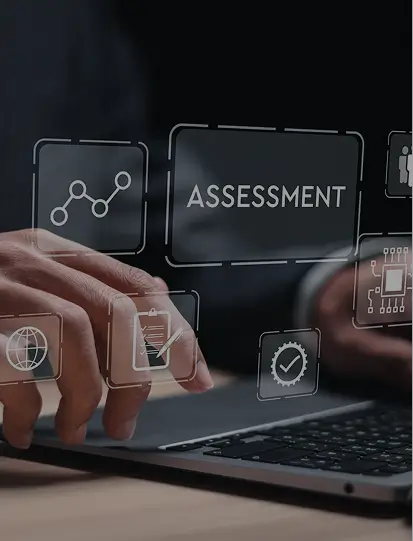 Professional workspace with charts