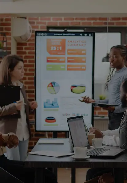 Professional workspace with charts