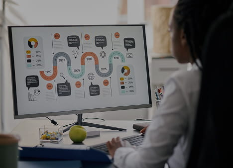 Professional workspace with charts