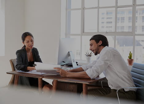 Professional workspace with charts
