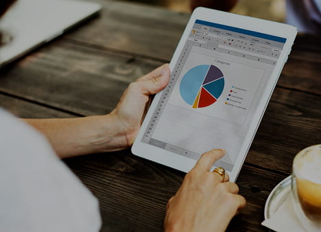 Professional workspace with charts