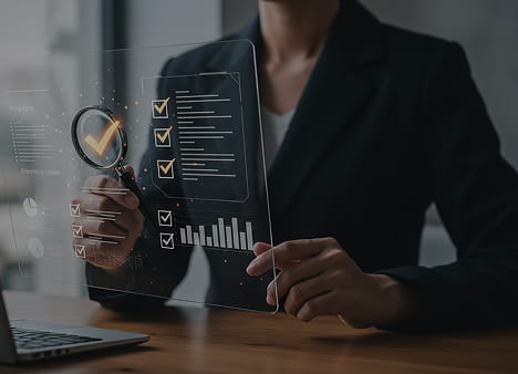 Professional workspace with charts