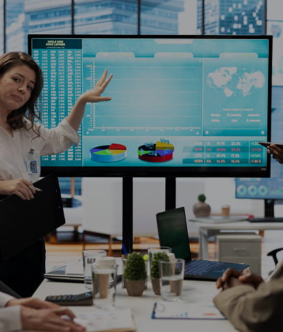 Professional workspace with charts