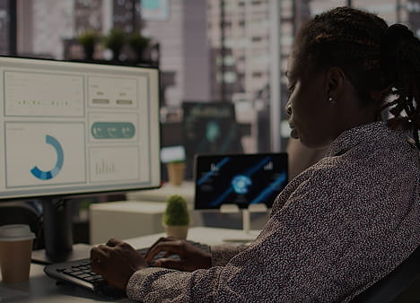 Professional workspace with charts