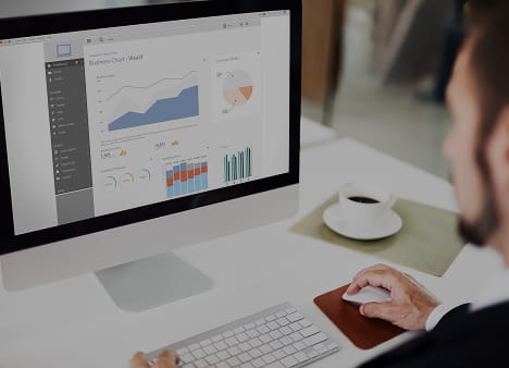 Professional workspace with charts