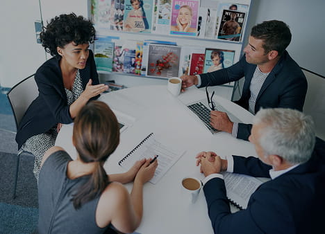 Professional workspace with charts