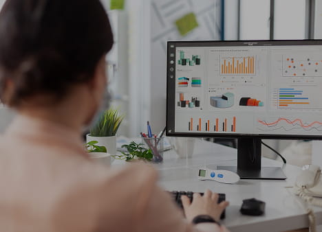 Professional workspace with charts