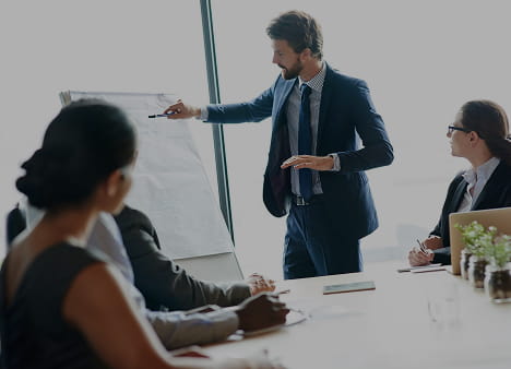 Professional workspace with charts