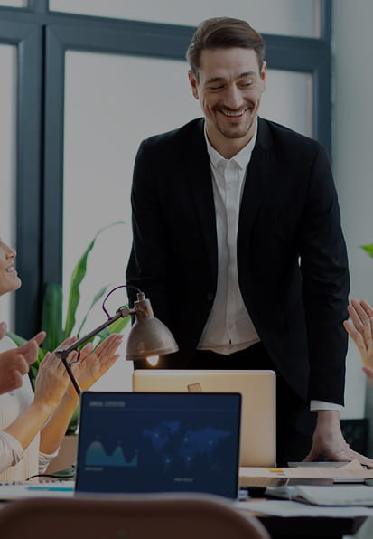 Professional workspace with charts